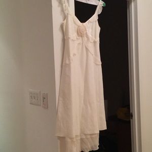 Romantic white linen dress